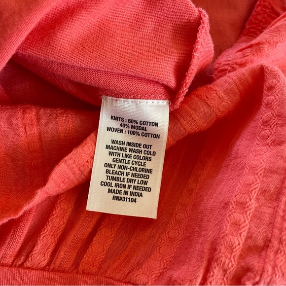 Crown & Ivy coral orange color blouson sleeve and ruffle drop waist knit Top XL - Picture 7 of 9